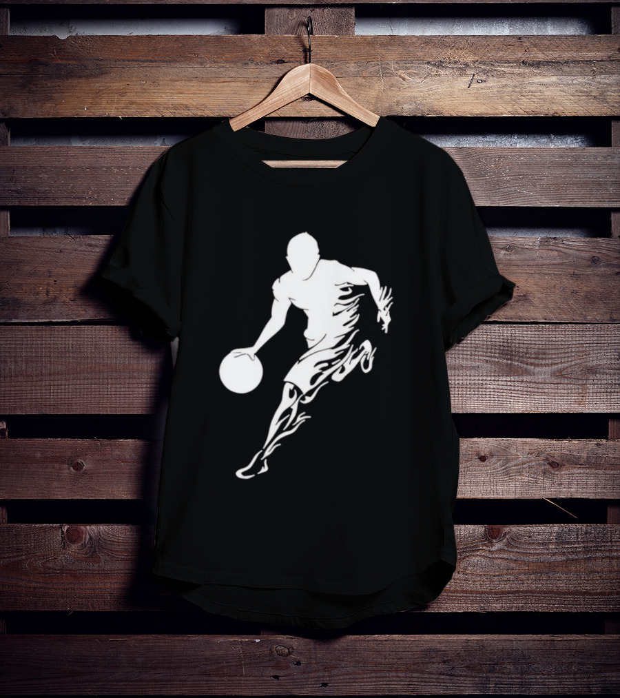 Basketball Player Dribbling With White Flame Motion T-Shirt