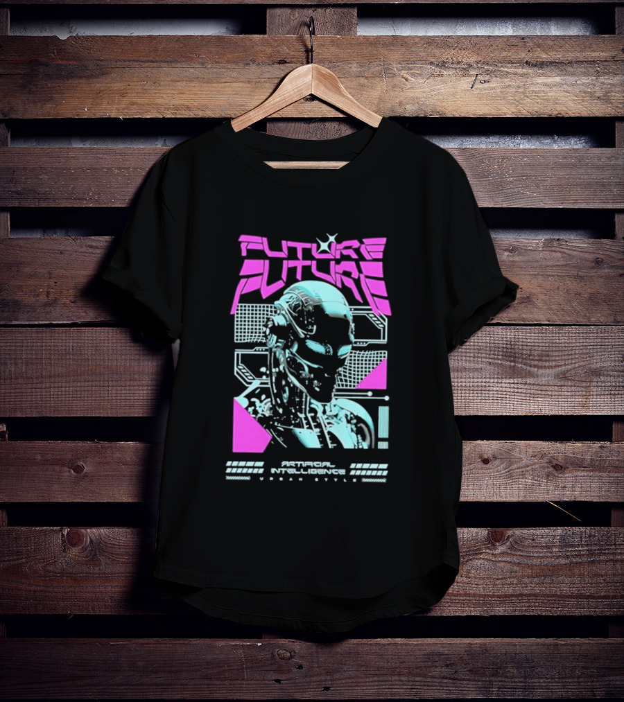 FUTURE FUTURE Cybernetic Robot Head Artificial Intelligence Urban Sci Fi World Cyborg T-Shirt