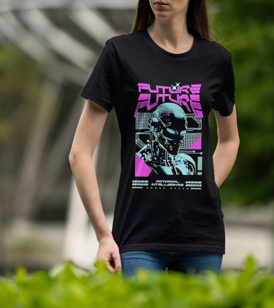 FUTURE FUTURE Cybernetic Robot Head Artificial Intelligence Urban Sci Fi World Cyborg T-Shirt