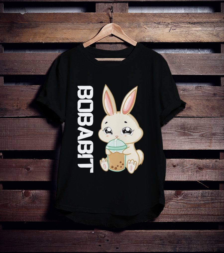 Bobabbit Cute Bunny Drinking Boba Tea T-Shirt