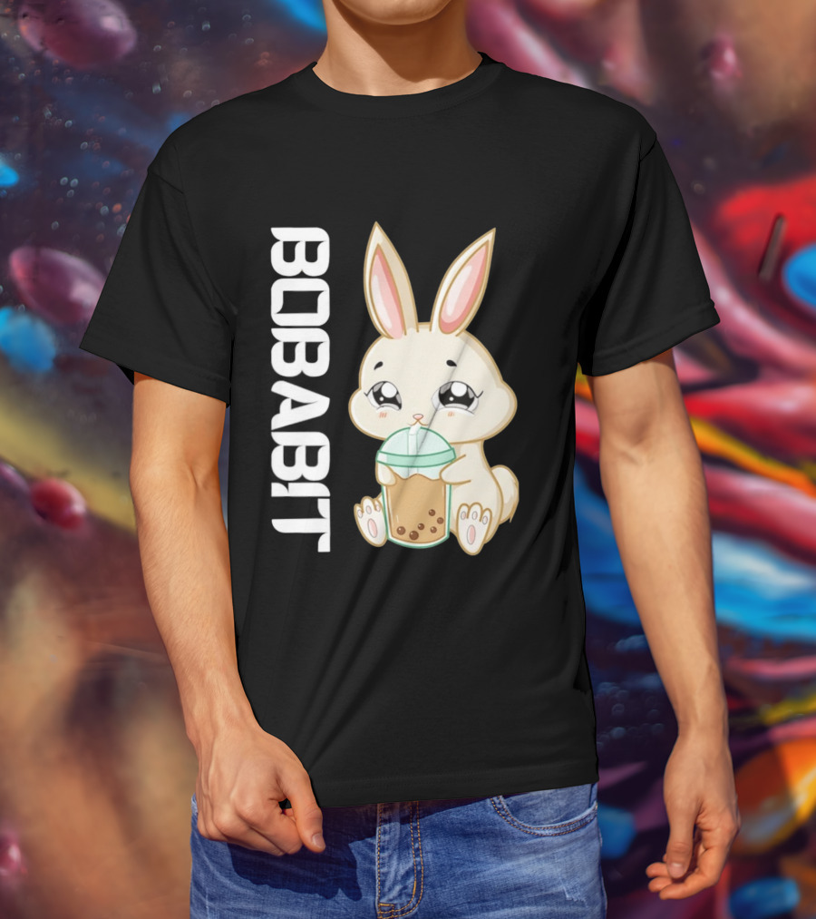 Bobabbit Cute Bunny Drinking Boba Tea T-Shirt