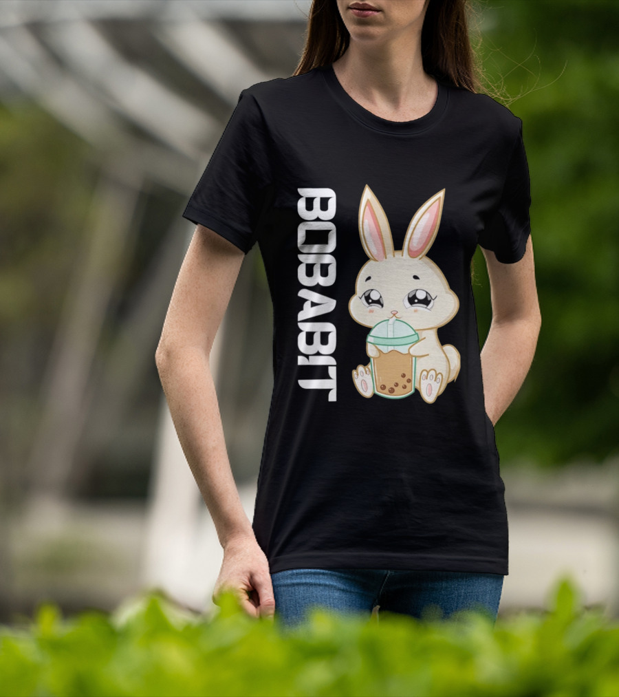 Bobabbit Cute Bunny Drinking Boba Tea T-Shirt