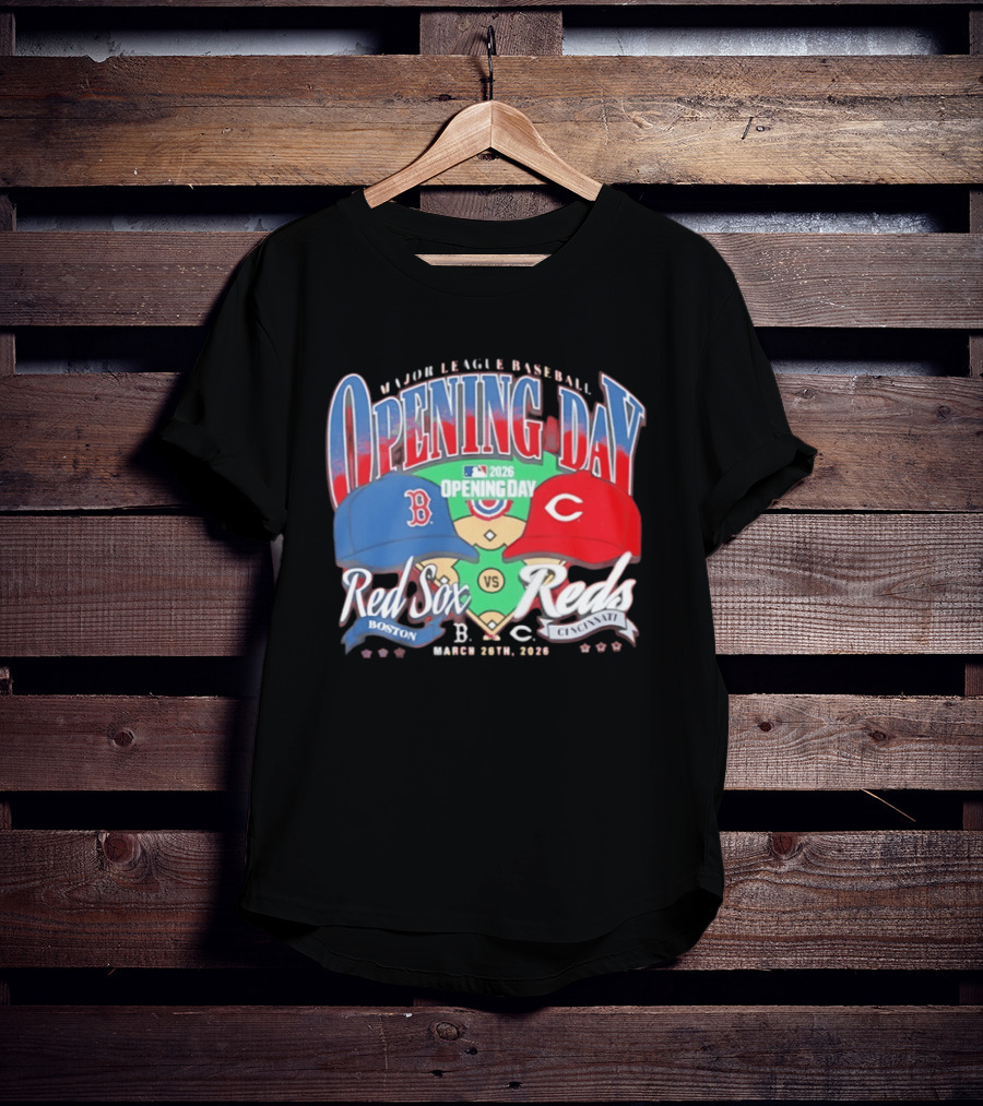 2026 Major League Baseball Opening Day Boston Red Sox Vs Cincinnati Reds March 30th T-Shirt