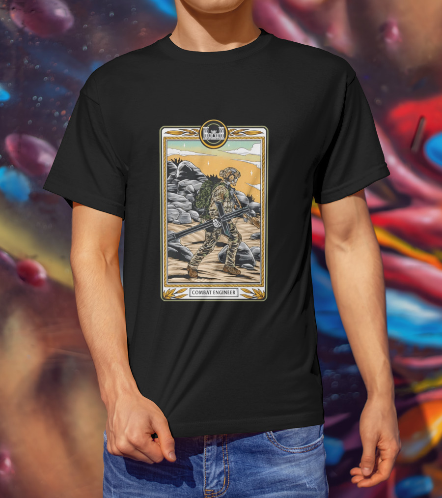 Combat Engineer Tactical Card Soldier With Gear T-Shirt