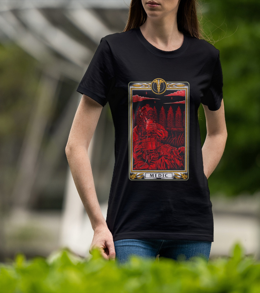 Medic Skeleton Soldier Tactical Card T-Shirt