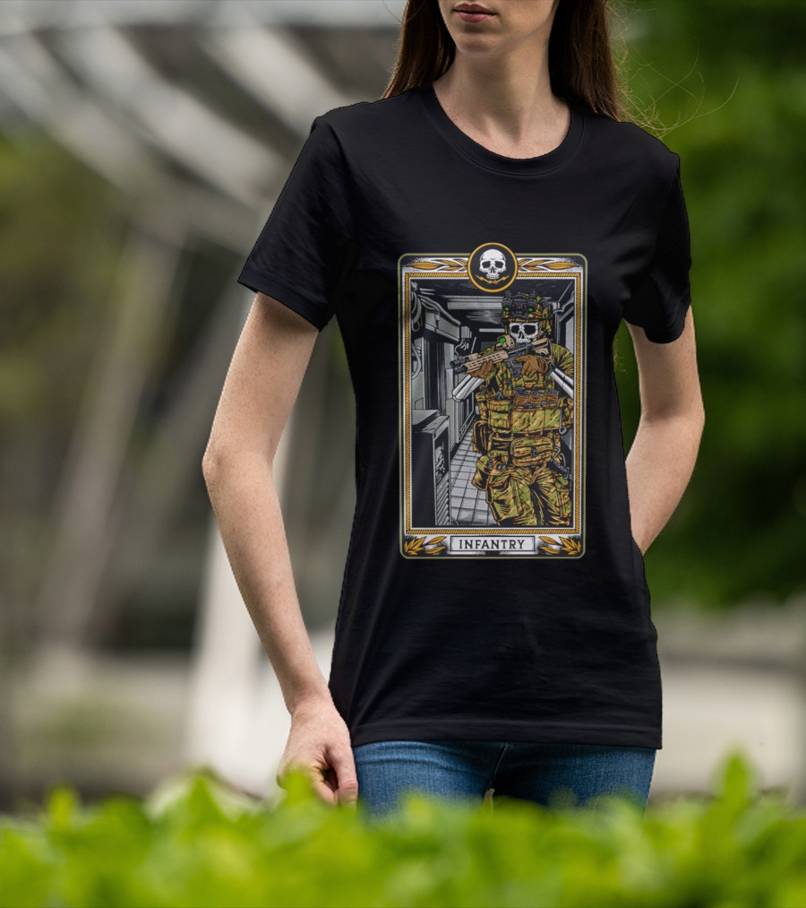 Infantry Skeleton Tactical Soldier Card T-Shirt