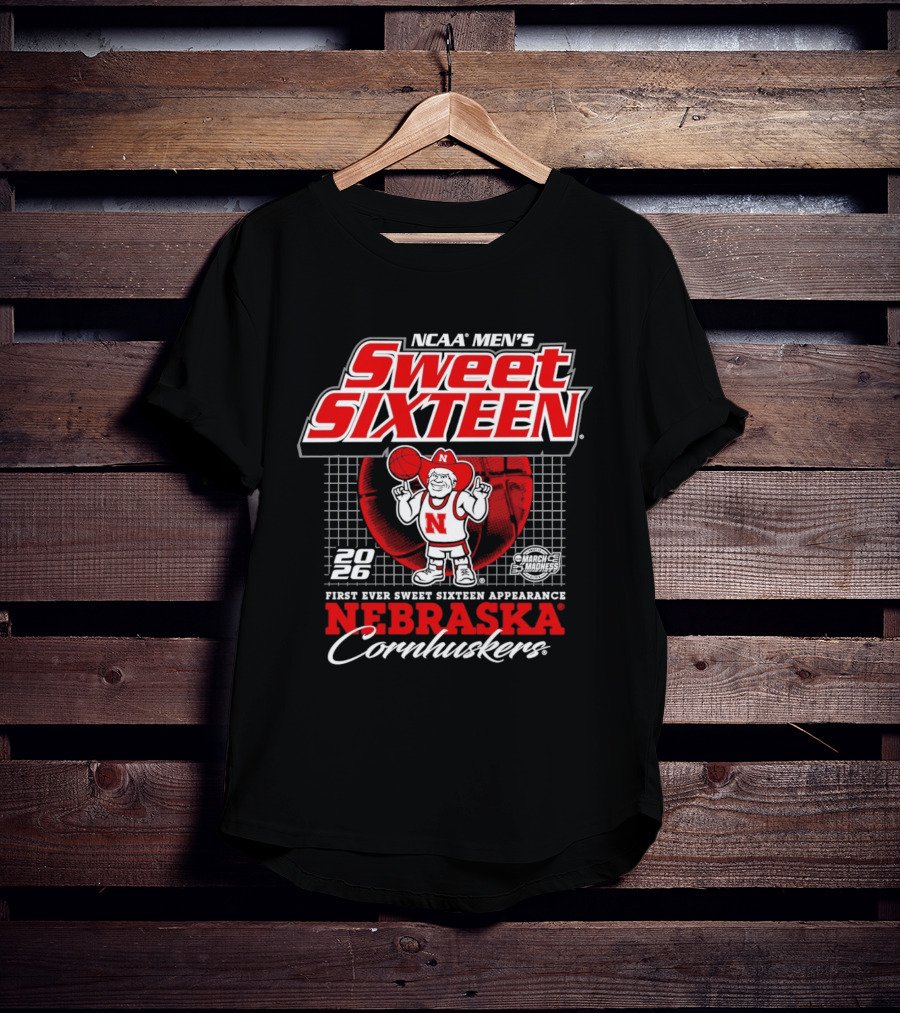 Nebraska Cornhuskers NCAA Men's Sweet Sixteen 2026 First Ever Appearance T-Shirt