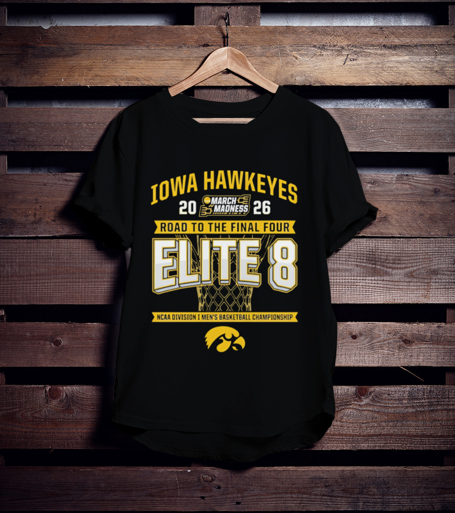 Iowa Hawkeyes 2026 March Madness Road To Final Four Elite 8 NCAA Men's Basketball Championship T-Shirt