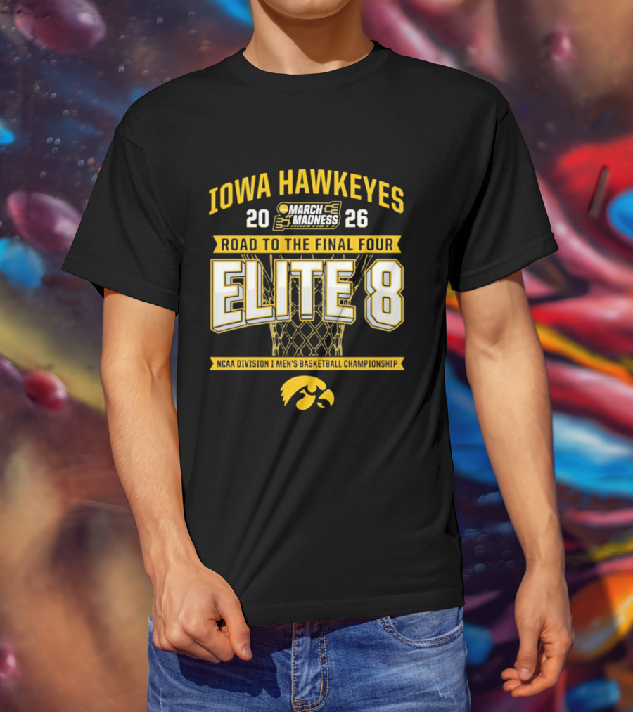 Iowa Hawkeyes 2026 March Madness Road To Final Four Elite 8 NCAA Men's Basketball Championship T-Shirt