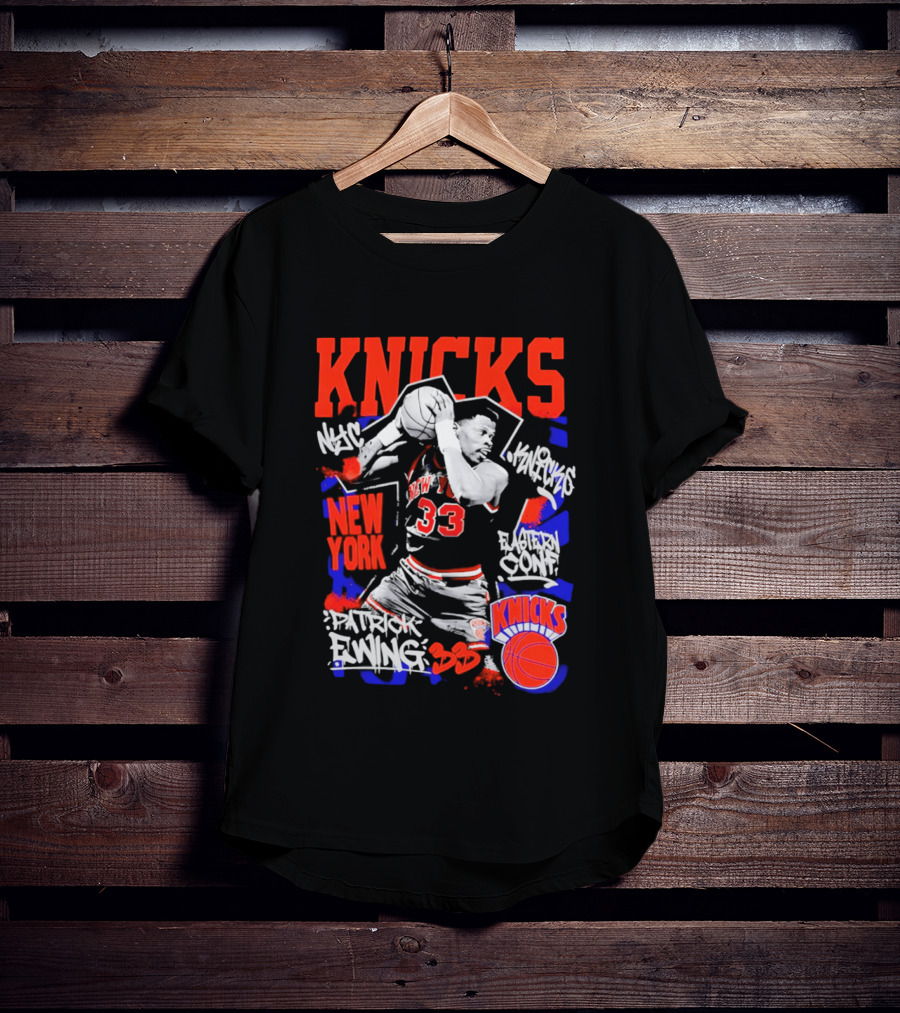 Patrick Ewing New York Knicks Iconic Dunk 33 Legends T-Shirt