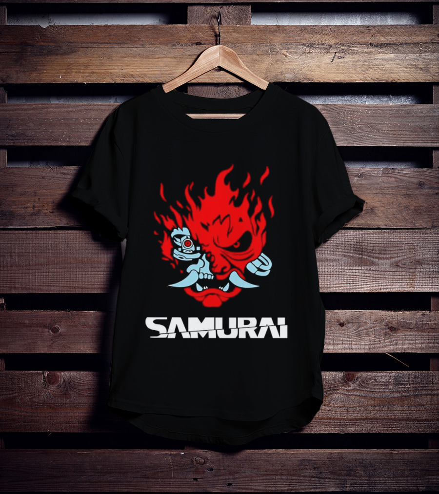 Samurai Japanese Oni Demon Mask Flame T-Shirt