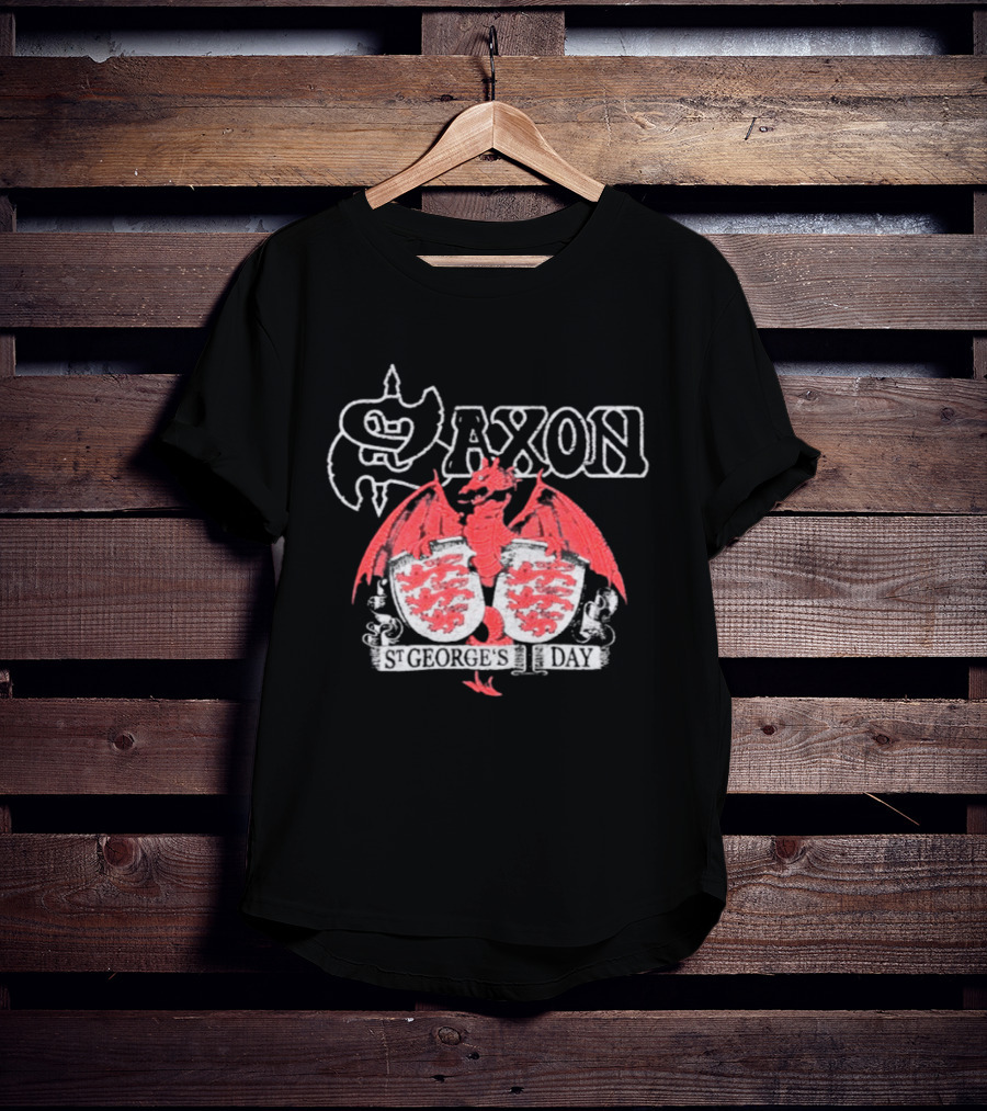 Saxon St George's Day Red Dragon Three Lions Crest T-Shirt