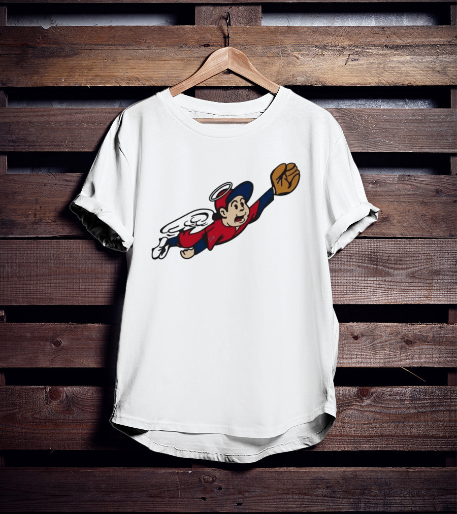 Los Angeles Angels Little Halo Boy Flying Baseball Player With Wings And Glove T-Shirt