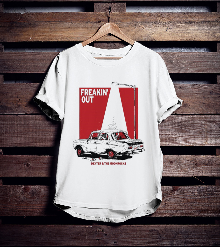 Dexter And The Moonrocks Freakin' Out Tour Car Under Red Light With Smoke T-Shirt