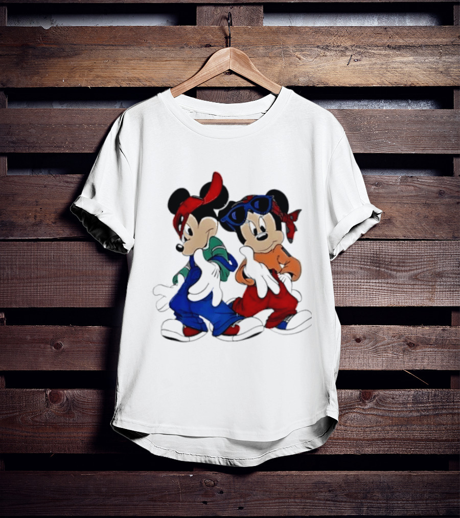 Mickey Minnie Mouse Hip Hop Style Outfits Vintage Look T-Shirt