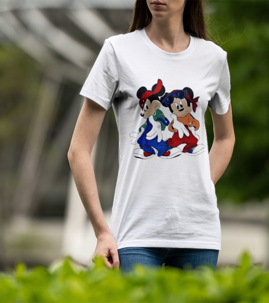 Mickey Minnie Mouse Hip Hop Style Outfits Vintage Look T-Shirt
