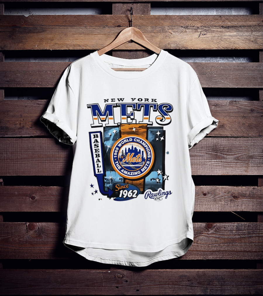 New York Mets 1969 World Champions Amazing Since 1962 Rawlings Baseball T-Shirt