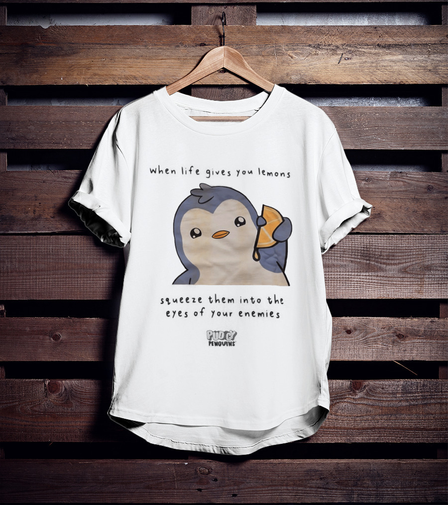 When Life Gives You Lemons Squeeze Them Into The Eyes Of Your Enemies Pudgy Penguins Cartoon T-Shirt
