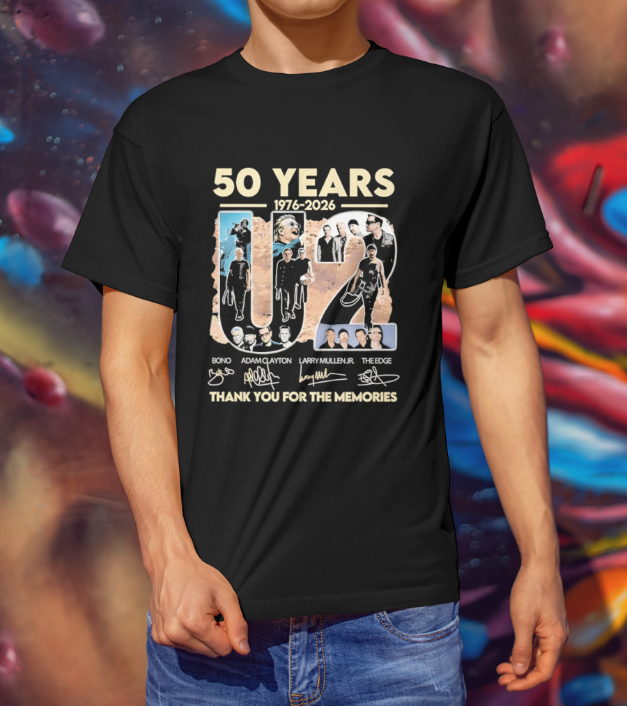 50 Years 1976 2026 U2 Bono Adam Clayton Larry Mullen The Edge Thank You For The Memories T-Shirt