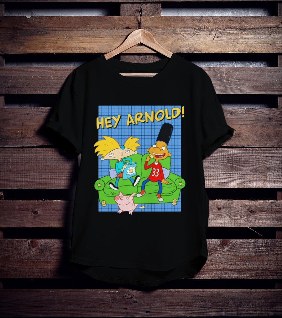 Hey Arnold Gerald And Abner Football Cartoon Couch Sitting T-Shirt