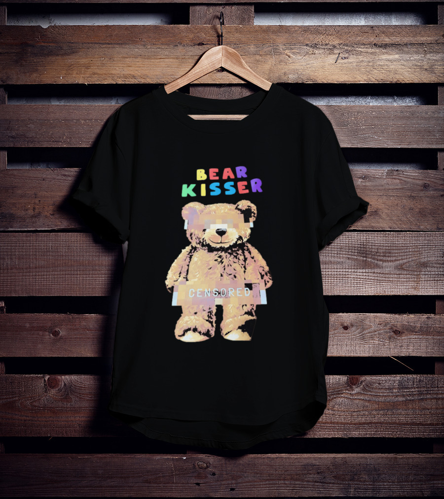 Bear Kisser Censored Pixelated Teddy Bear T-Shirt