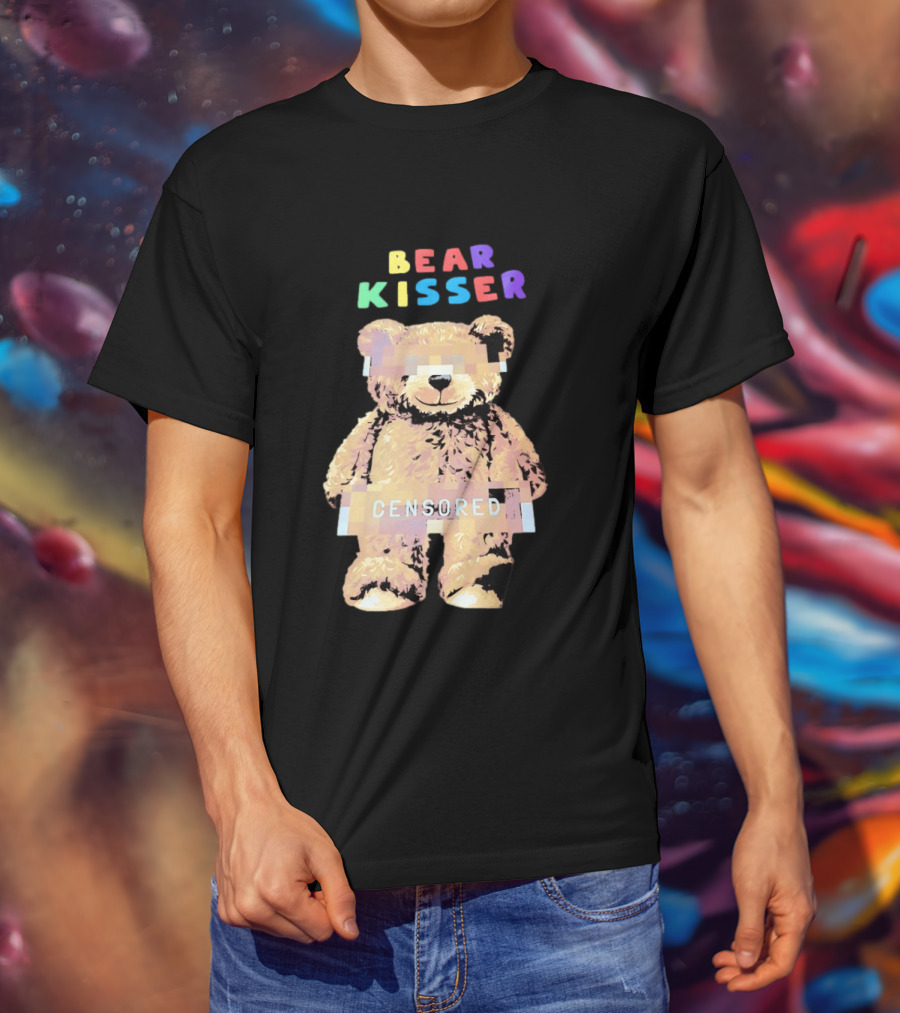 Bear Kisser Censored Pixelated Teddy Bear T-Shirt