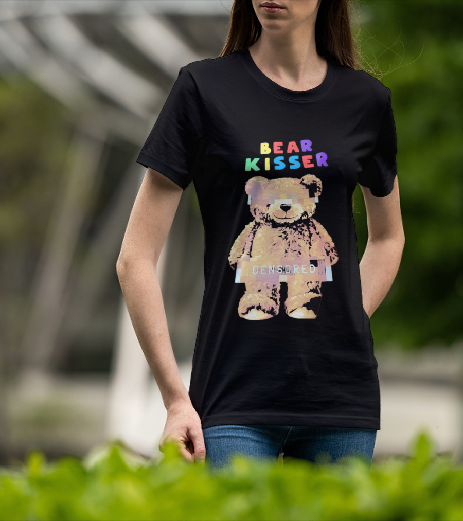 Bear Kisser Censored Pixelated Teddy Bear T-Shirt