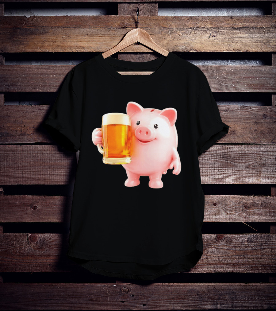 Piggy Bank With Beer Save Money Concept T-Shirt