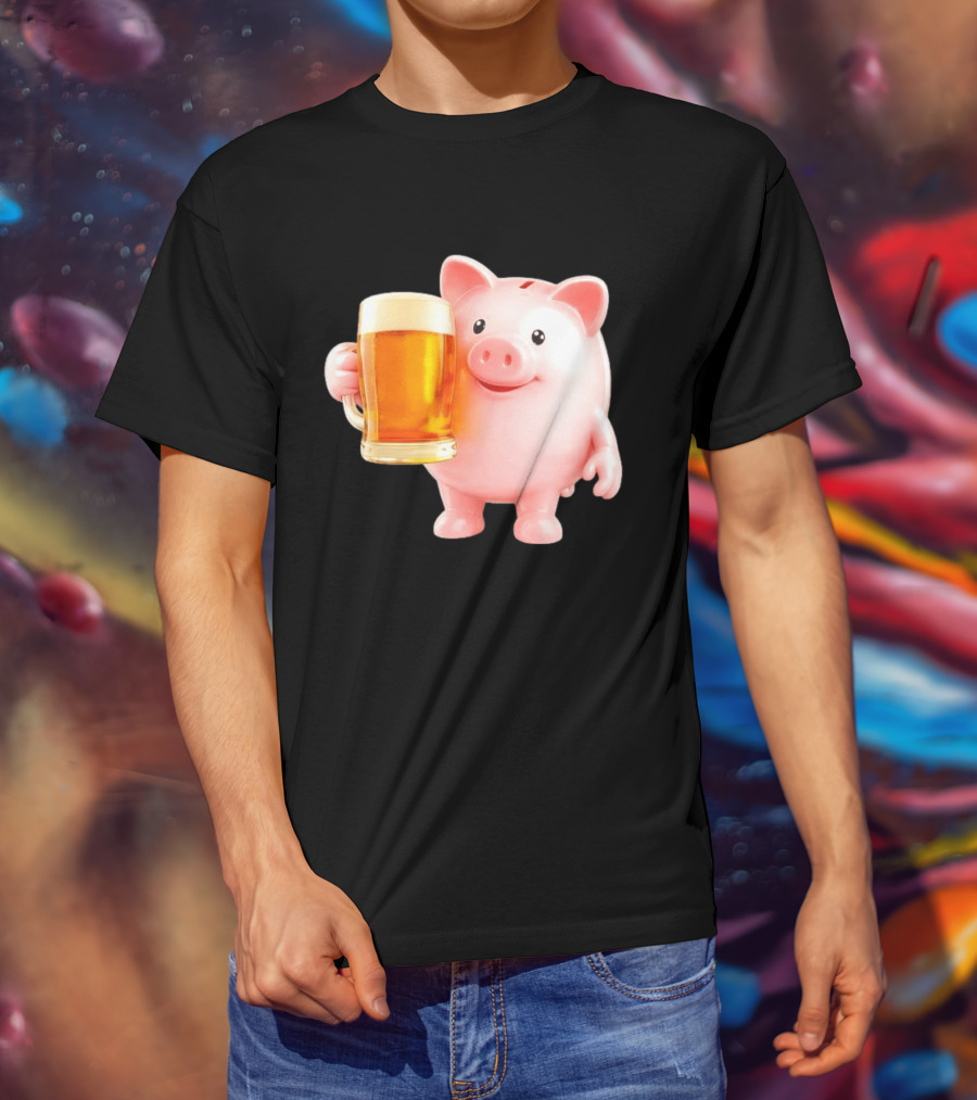 Piggy Bank With Beer Save Money Concept T-Shirt