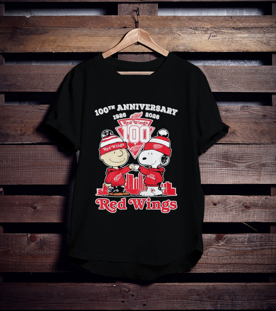 Charlie Brown Snoopy Red Wings 100th Anniversary 1926 2026 T-Shirt