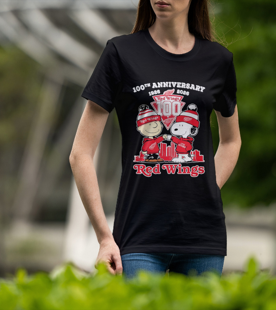 Charlie Brown Snoopy Red Wings 100th Anniversary 1926 2026 T-Shirt