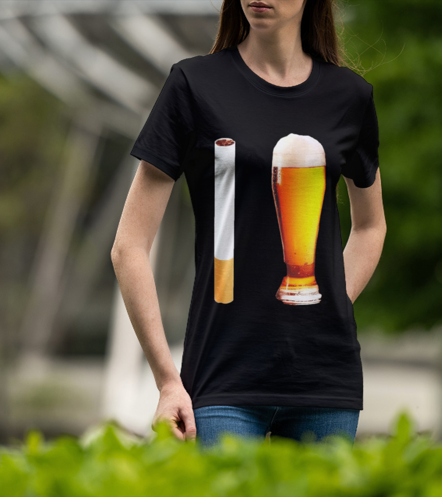 Cigarette And Beer Combo Classic Symbolic Pair T-Shirt