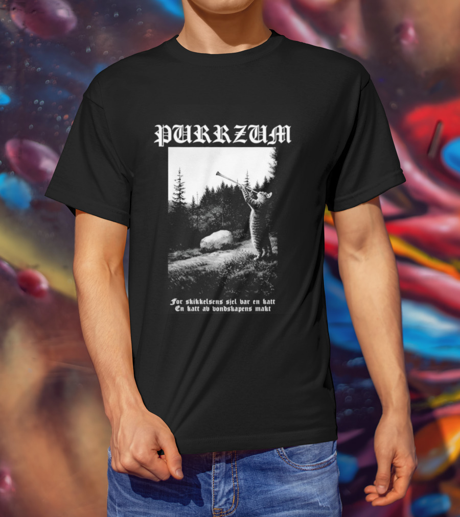 Purrzum Skikkelsens Sjel Var En Katt En Katt Av Vondskapens Makt Filosofem T-Shirt