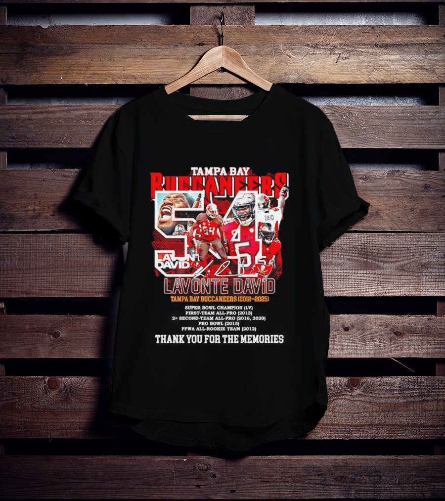 Lavonte David Tampa Bay Buccaneers 54 Thank You For The Memories 2012 2025 T-Shirt