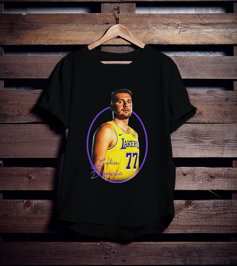 Los Angeles Lakers Luka Doncic 77 Yellow Jersey Image T-Shirt