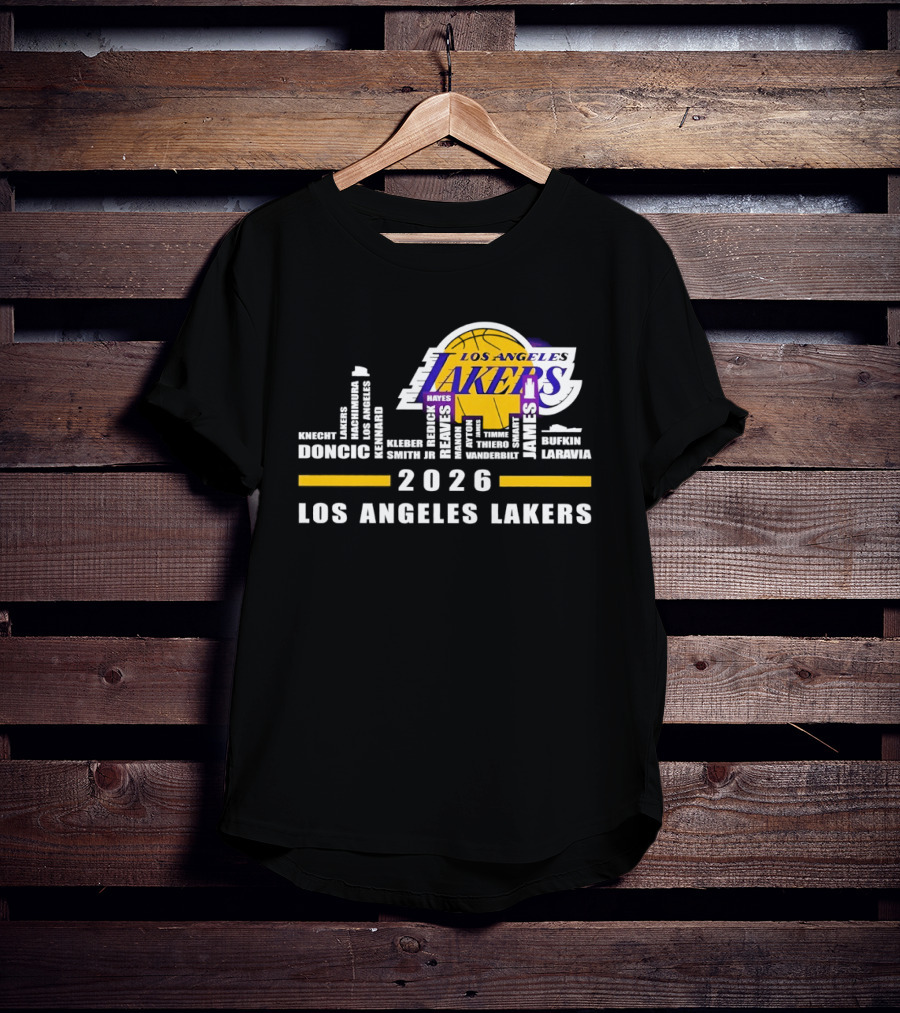NBA Los Angeles Lakers 2026 Skyline Hayes And Doncic T-Shirt