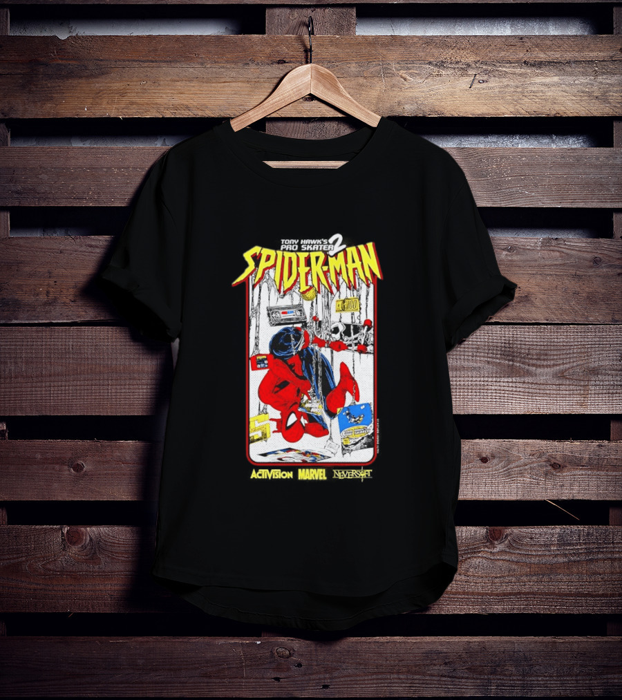 Spider Man Marvel Comics Tony Hawk's Pro Skater 2 Video Game Scene T-Shirt