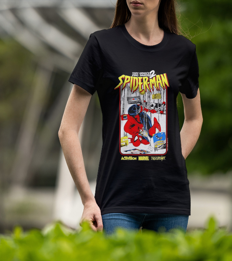 Spider Man Marvel Comics Tony Hawk's Pro Skater 2 Video Game Scene T-Shirt