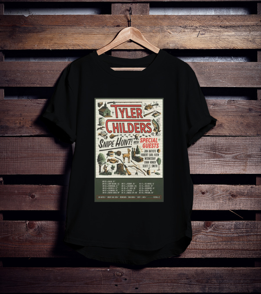 Tyler Childers Snipe Hunt Tour 2026 Special Guests Jon Batiste Robert Earl Keen Wednesday Evan Honer Scott Smith T-Shirt