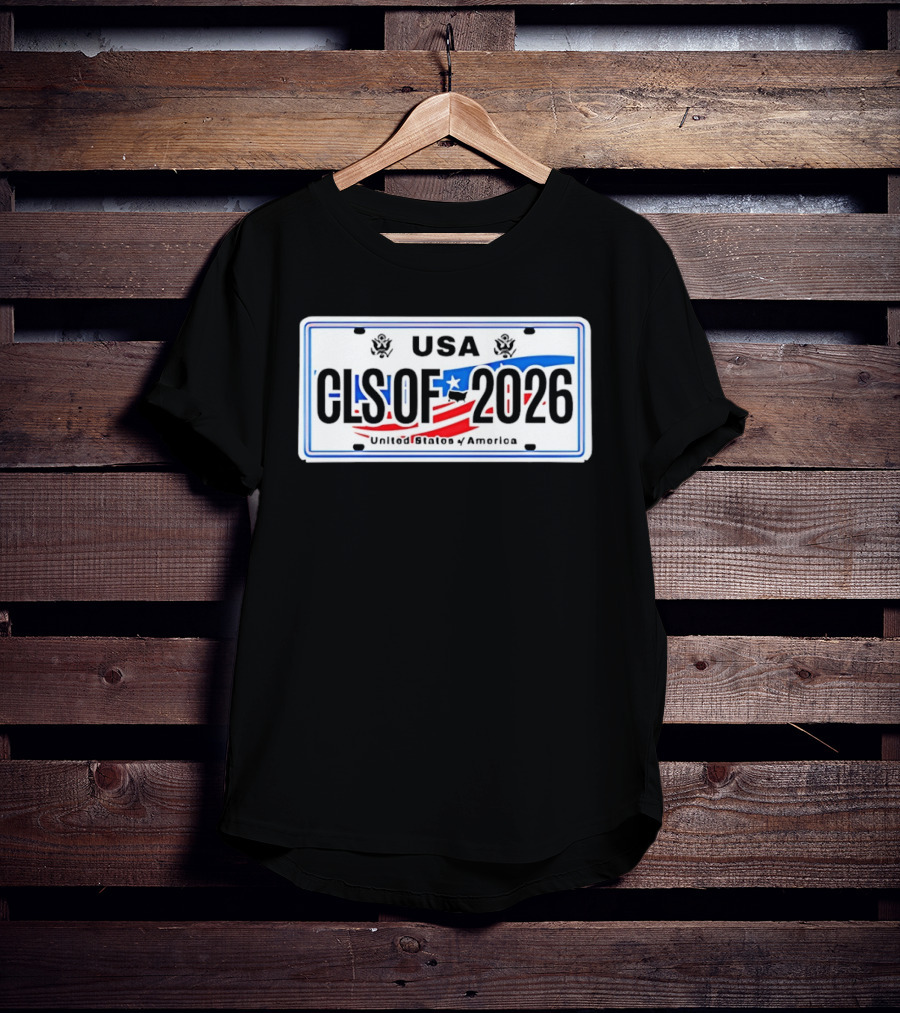 USA Class Of 2026 American Flag Graduation License Plate T-Shirt