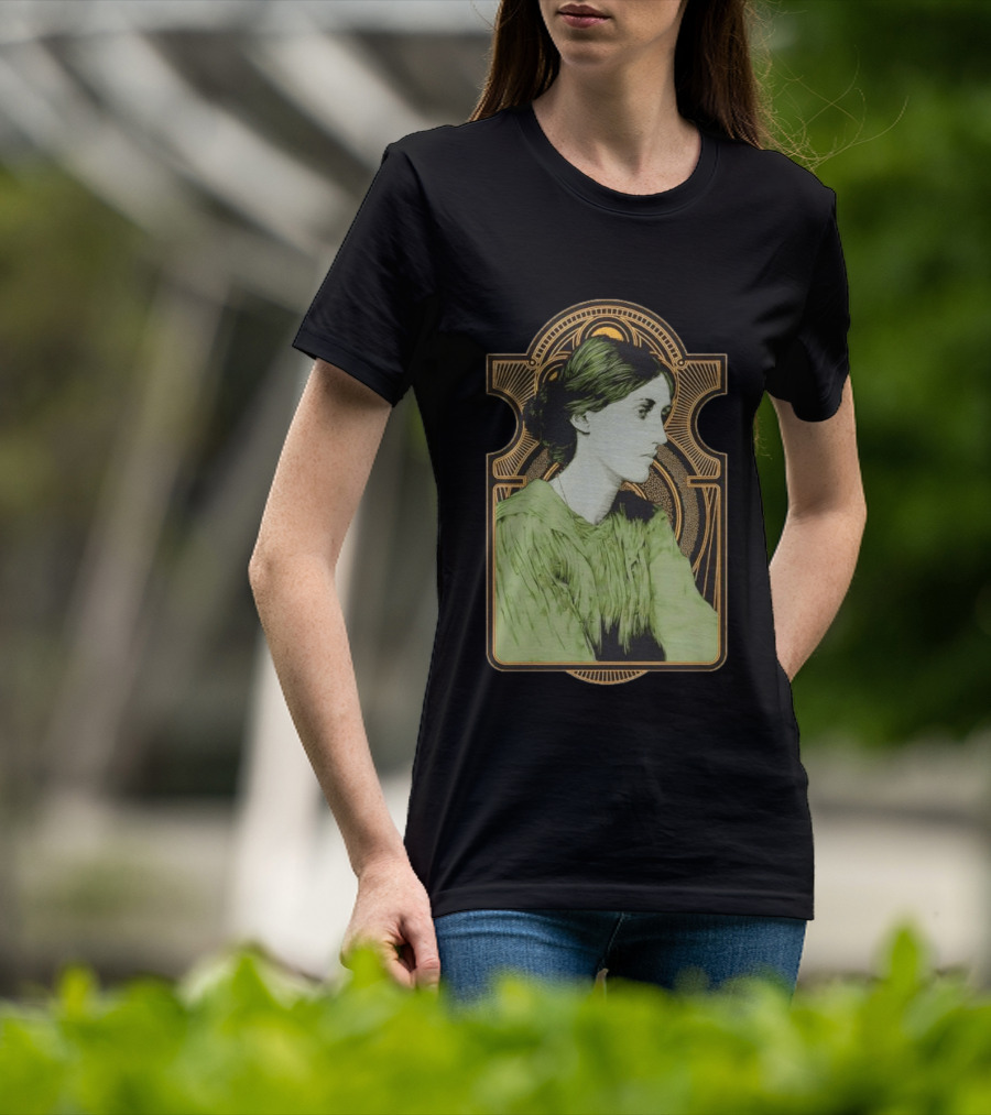 Virginia Woolf Nouveau Art Deco Style Green Dress T-Shirt