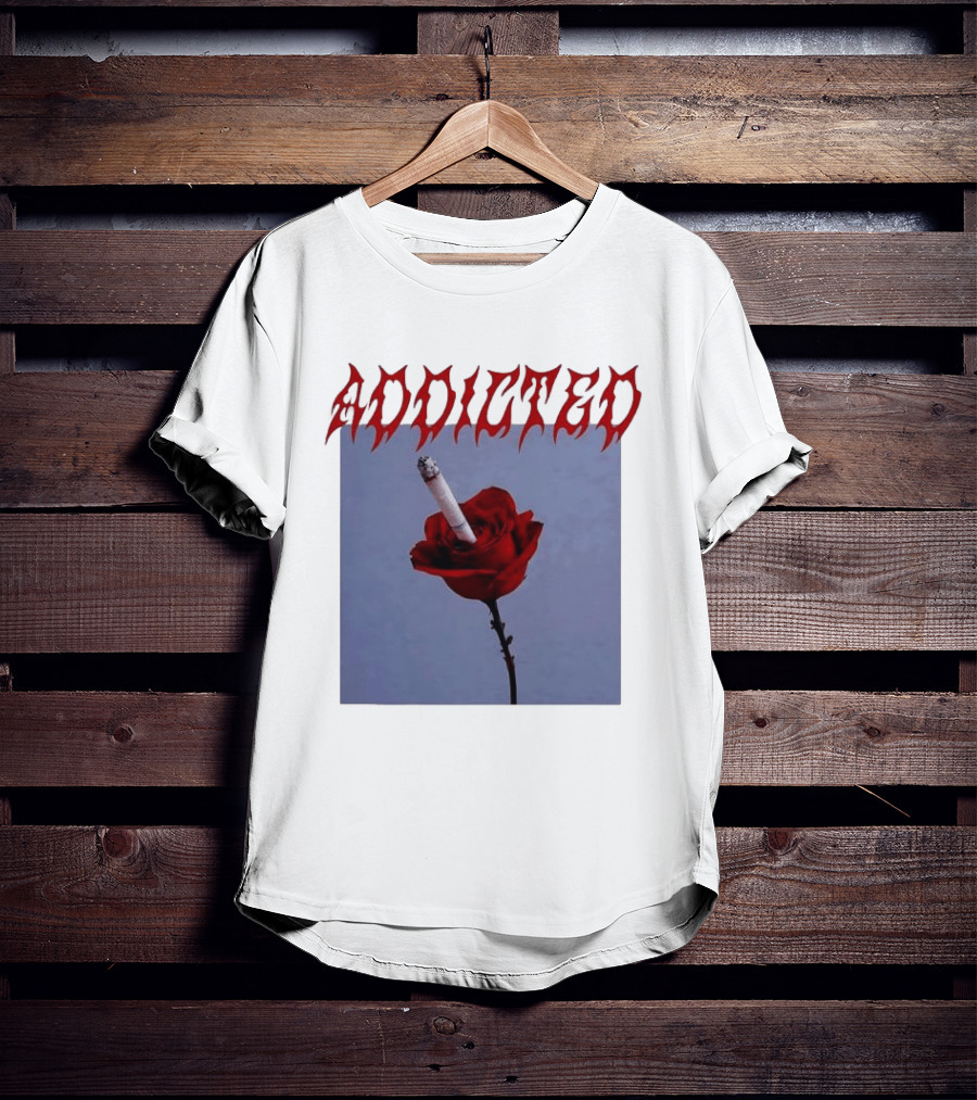 Addicted Smoking Roses Metal Aesthetic T-Shirt