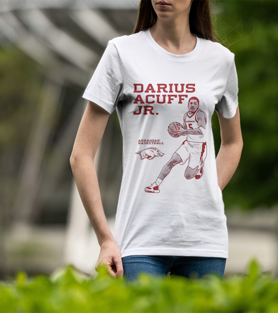 Darius Acuff Jr Arkansas Razorbacks Basketball Player Monochrome T-Shirt