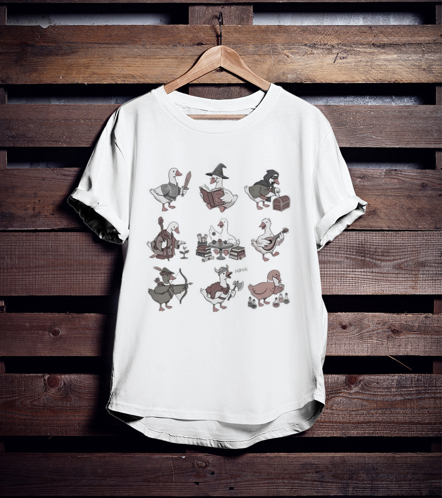 Goose RPG Cartoon Adventure Characters Multiclass T-Shirt