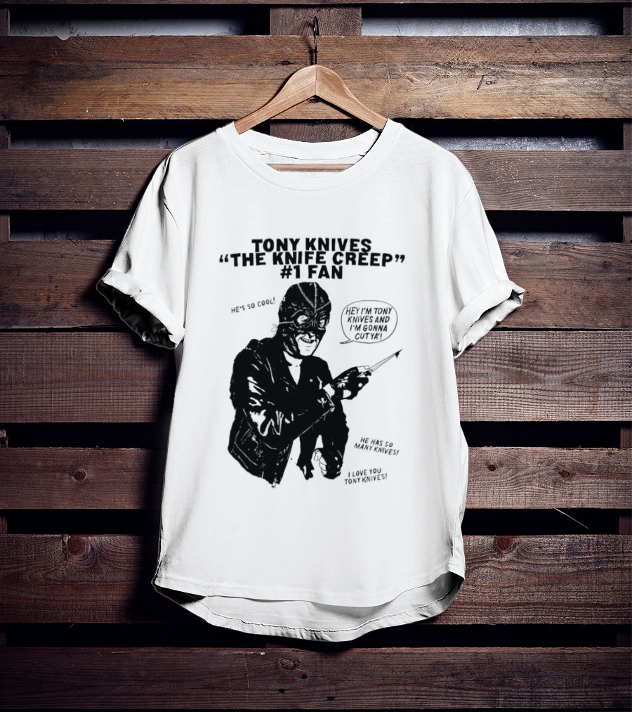 Tony Knives The Knife Creep Volume One Leather Jacket Mysterious True Crime Legendary Horror Movie Night Stalk Western Adventure T-Shirt