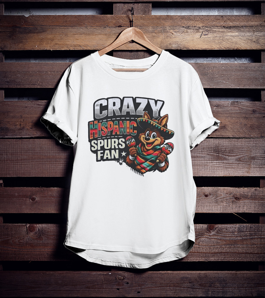 San Antonio Spurs Crazy Hispanic Spurs Fan Fiesta Coyote With Sombrero And Maracas T-Shirt