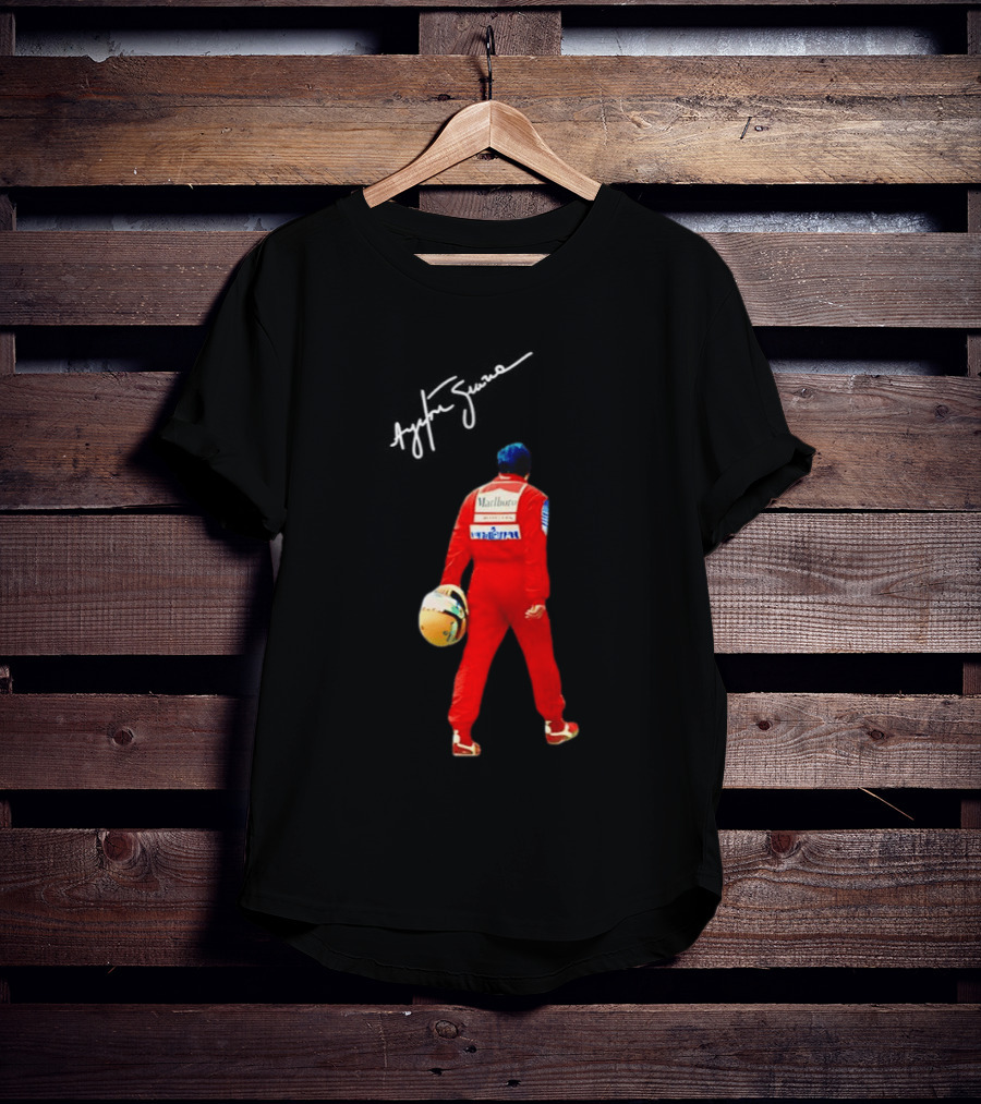 Ayrton Senna Racing Motorsport Legend Marlboro McLaren F1 Driver Iconic Branding T-Shirt