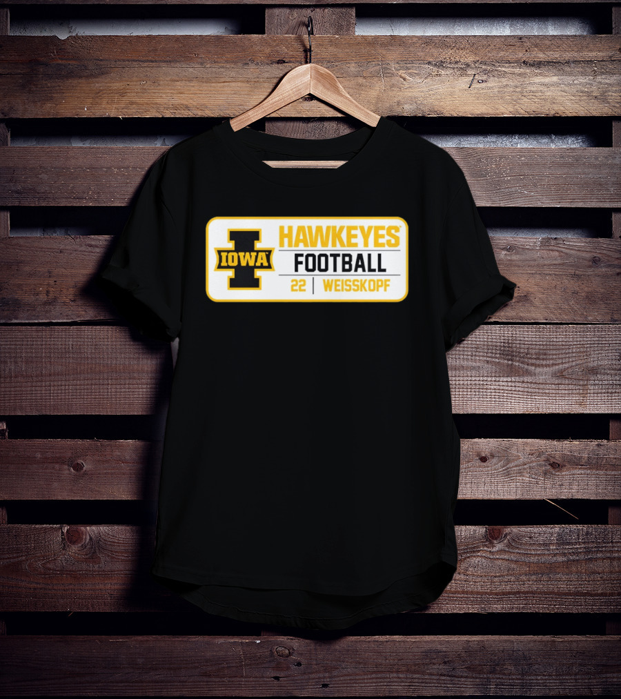 Iowa Hawkeyes Football 22 Weisskopf Black Gold T-Shirt