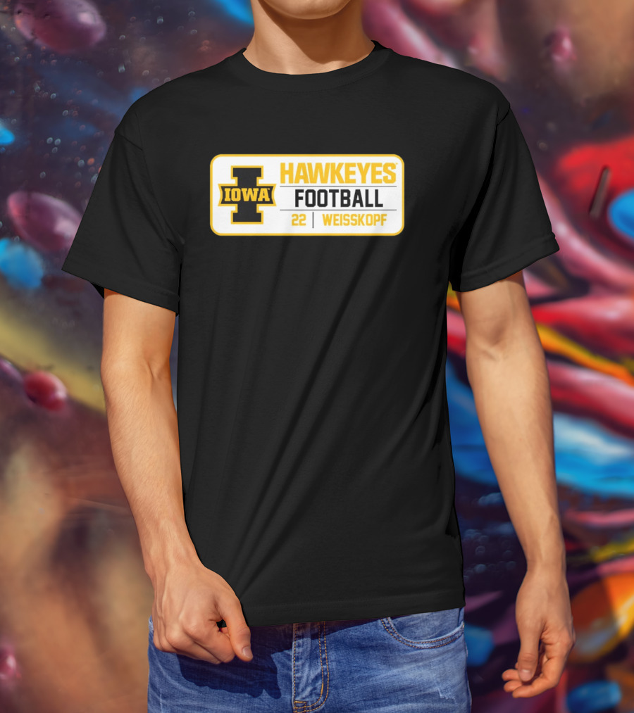 Iowa Hawkeyes Football 22 Weisskopf Black Gold T-Shirt
