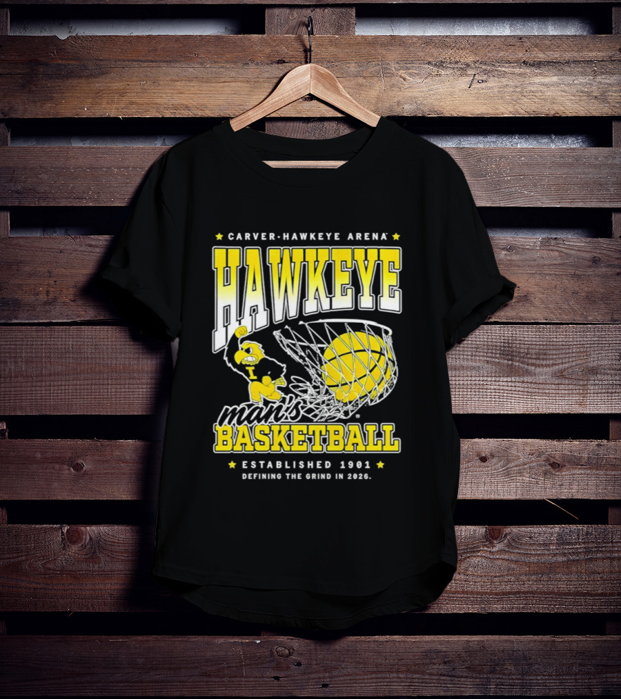 Carver Hawkeye Arena Man's Basketball Defining The Grind In 2023 Established 1901 T-Shirt